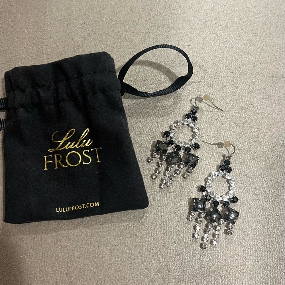 Lulu frost rhodium plated chandelier earrings
